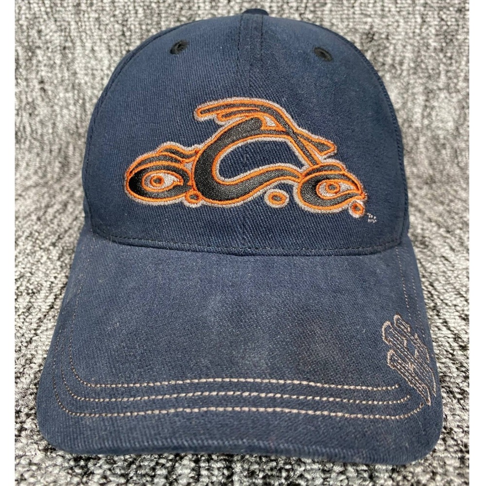 VTG Orange County Choppers Hat Flex Fitted Cap Navy Orange Embroidered OCC